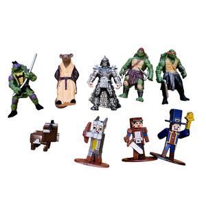 Toys Bundle-10 Piece 5 Teenage Ninja Turtles & 4 Minecraft 2" to 2.5" Characters